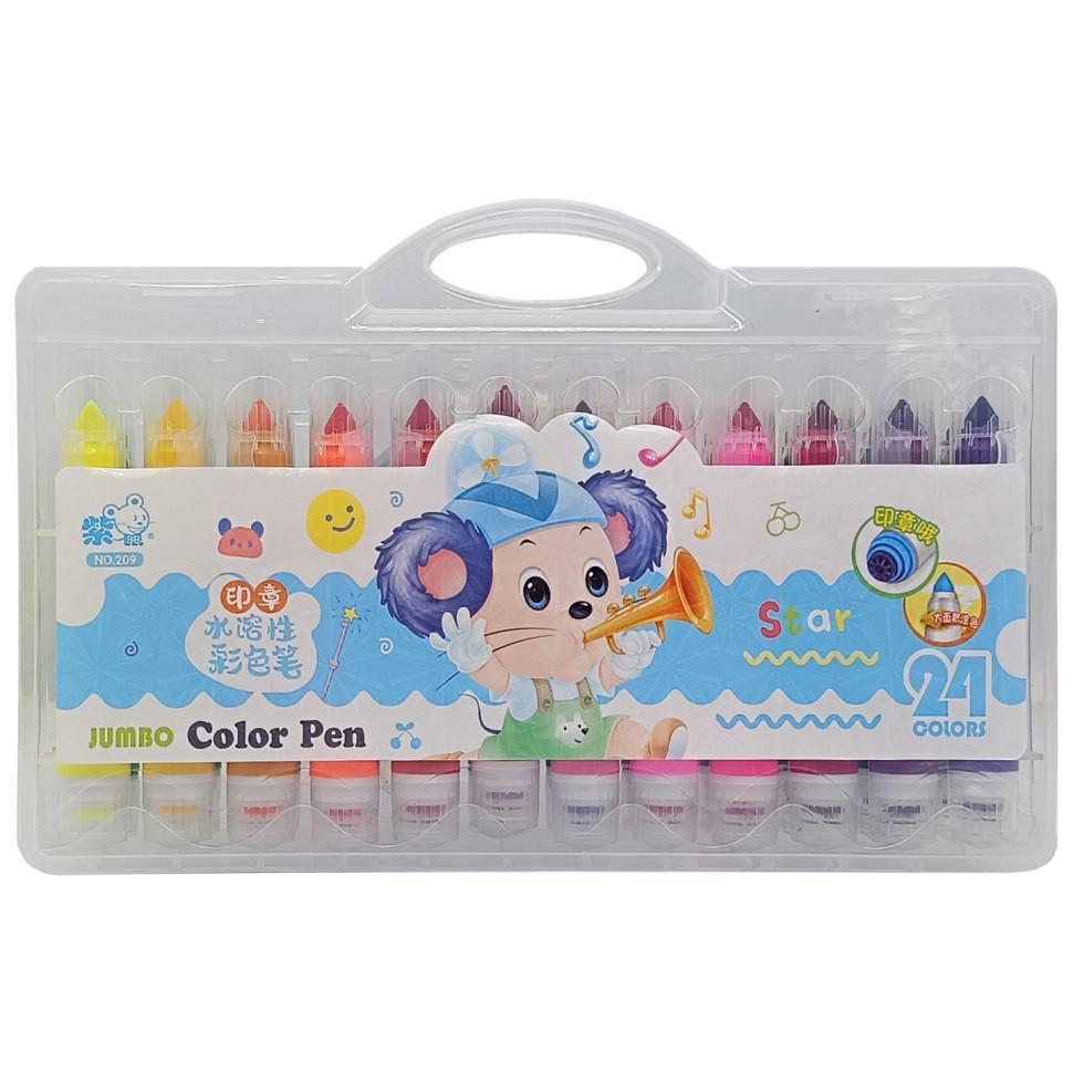 Набір фломастерів дитячий 209-24 зі штампиком 24 кольори (RLT53024)