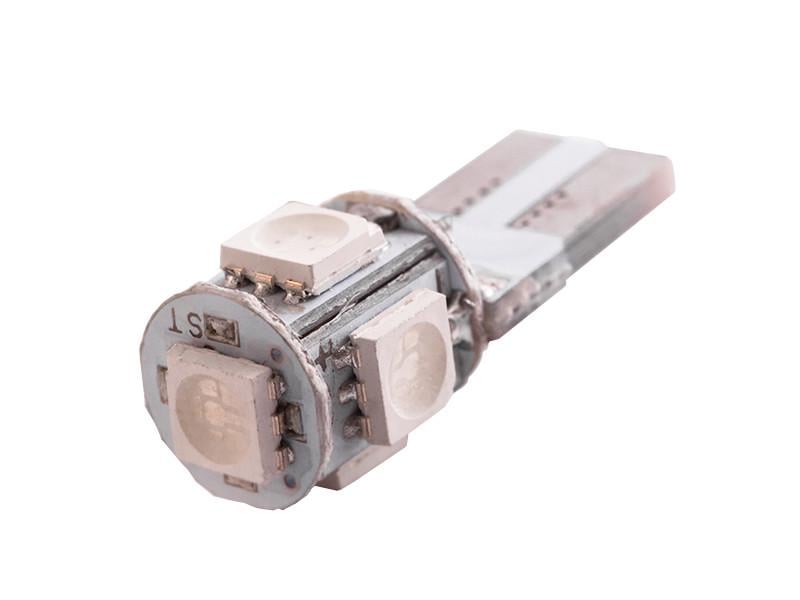 Автолампа светодиодная T10 W5W с обманкой 12 В SMD5050-5led Красный (1455)