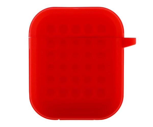 Чехол-футляр для наушников Silicone Fashion Case with Hook для Airpods 1/2 Red