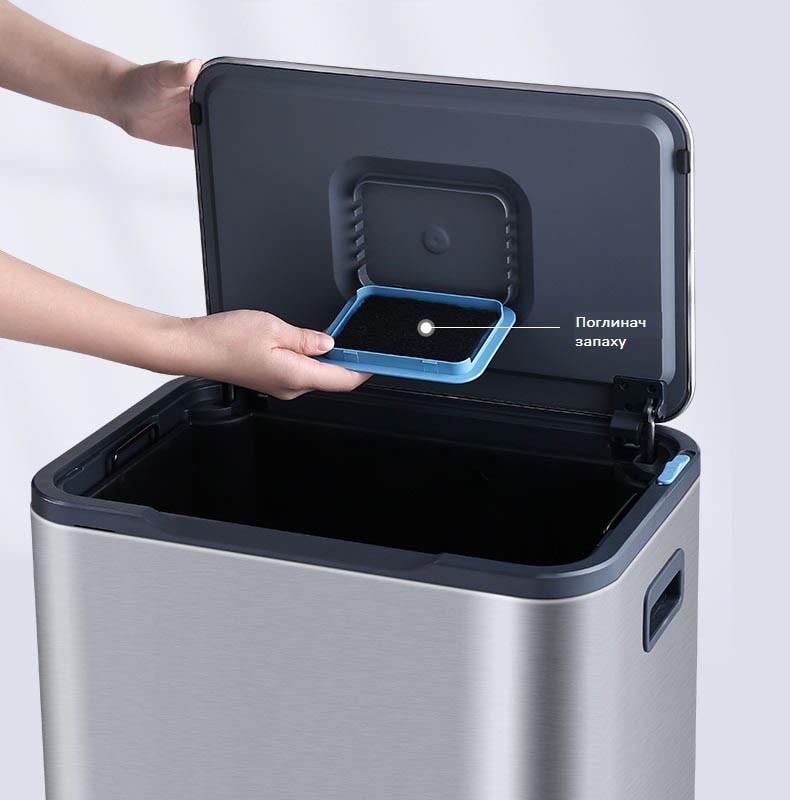Відро для сміття з педаллю JAH 30 л Soft Close з внутрішнім відром Срібний металік - фото 2 Відро для сміття з педаллю JAH 30 л Soft Close з внутрішнім відром Срібний металік - фото 2