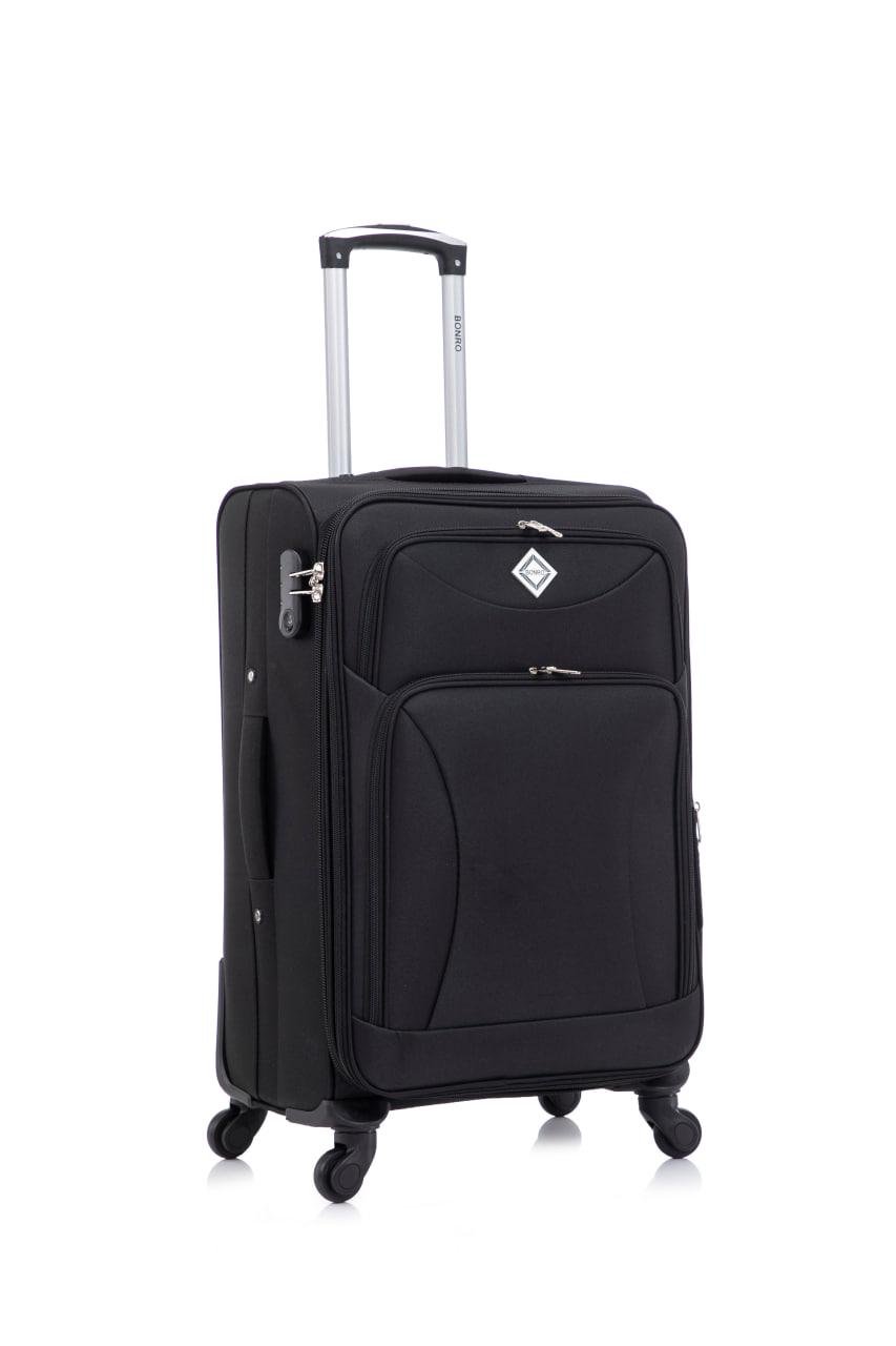 Чемодан Bonro Tourist 4 колеса середній Чорний (2203) - фото 1