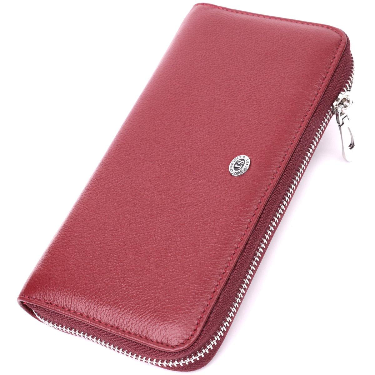 Клатч-кошелек ST Leather 22560 на одно отделение из натуральной кожи Бордовый (168-136-22560)