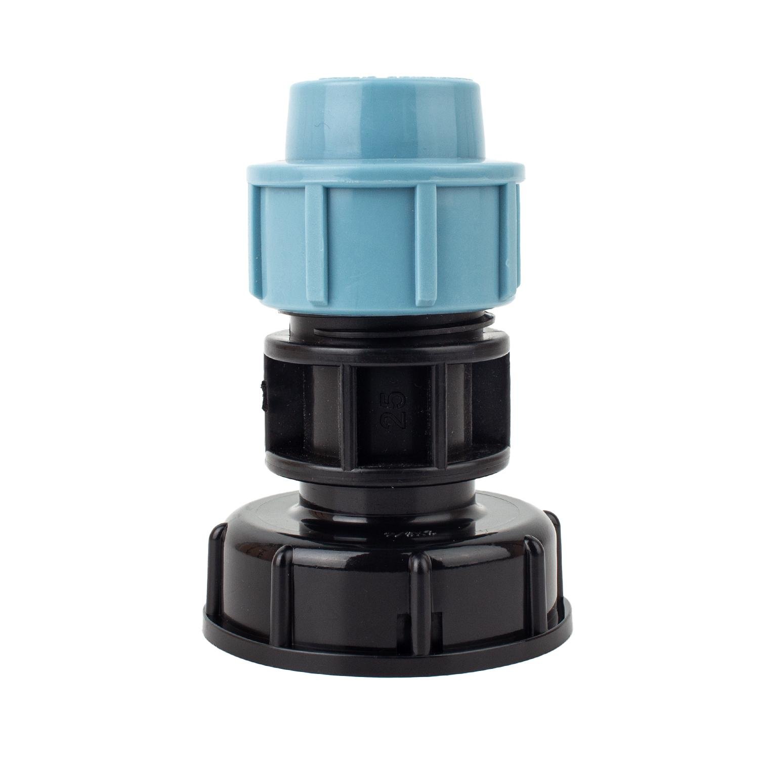 Переходник прямой из еврокуба на ПНД трубу S60х6 25 мм