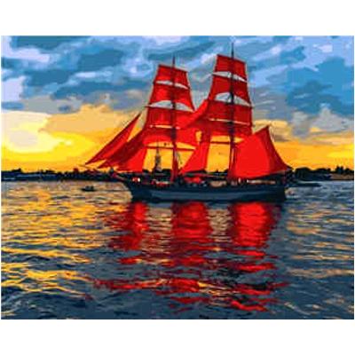 Набор для росписи по номерам Strateg Багровые паруса 40х50 см (mt)