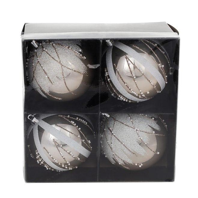 Набор пластиковых новогодних шаров Flora 4 шт. D-8 см (12374)