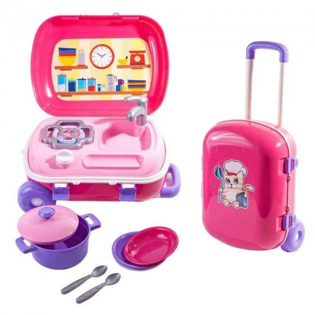 Игровой набор с посудой Технок Кухня в чемодане Розовый (6061) Игровой набор с посудой Технок Кухня в чемодане Розовый (6061)
