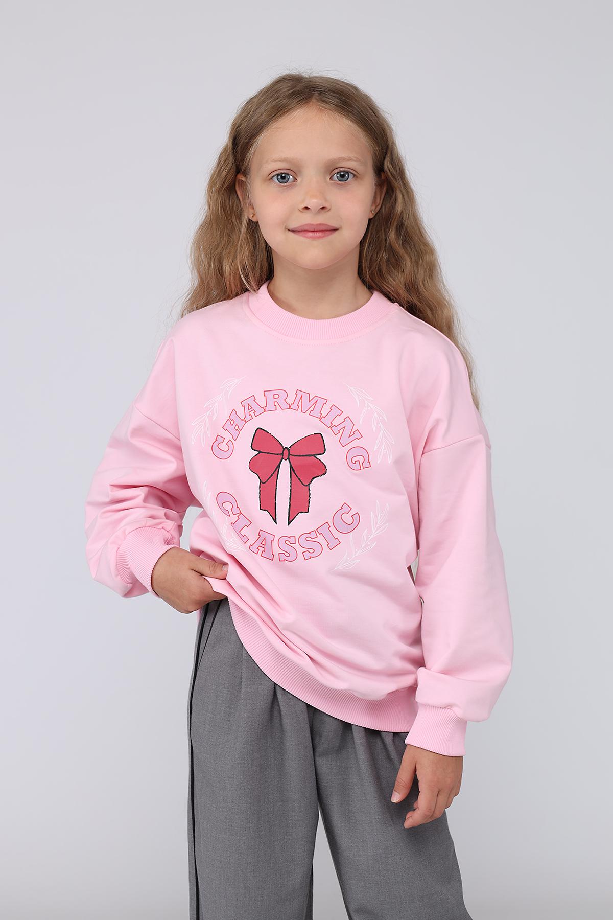 Свитшот для девочки ЦБ-00278752 134 см Розовый (28576161)