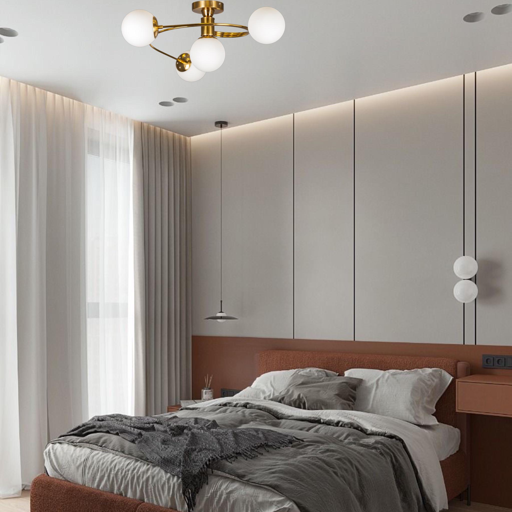 Люстра стельова з кулями Бронзовий (61-LX04-4 BRZ+WH) - фото 2 Люстра стельова з кулями Бронзовий (61-LX04-4 BRZ+WH) - фото 2