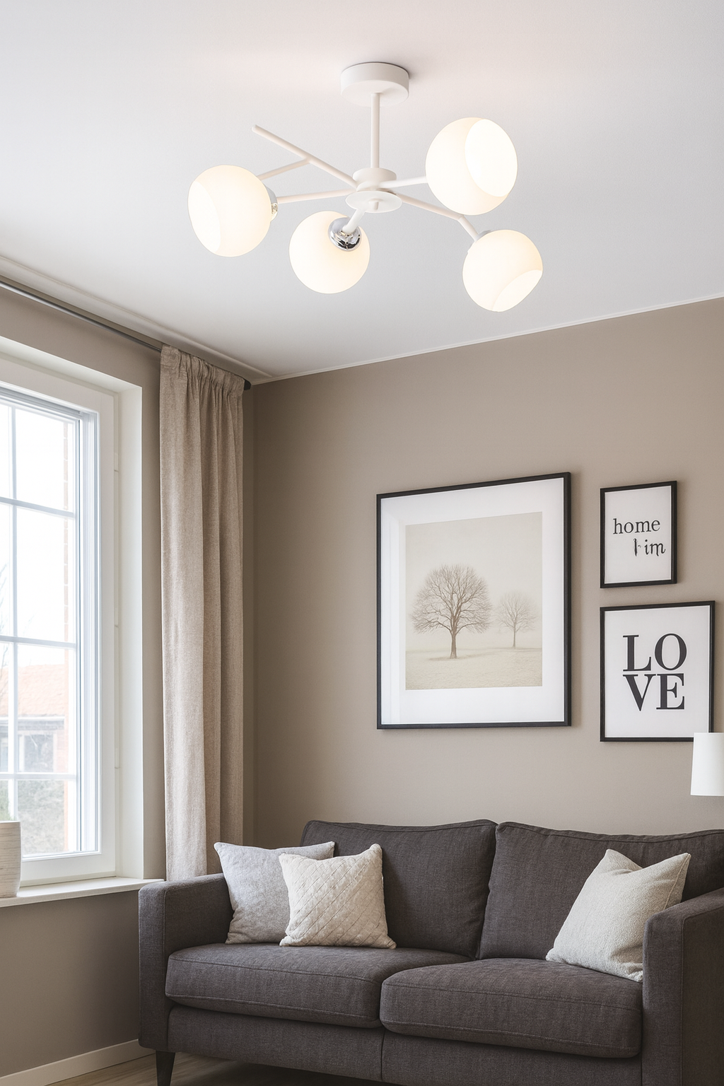 Люстра на 4 белых плафона 75х22 см (088N/4 WT/CH/WT)