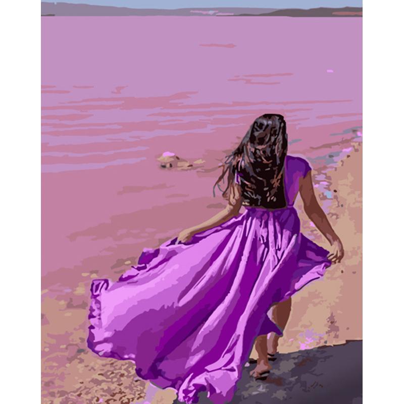 Картина по номерам Strateg Премиум Фиолетовое платье 40x50 см (GS865)