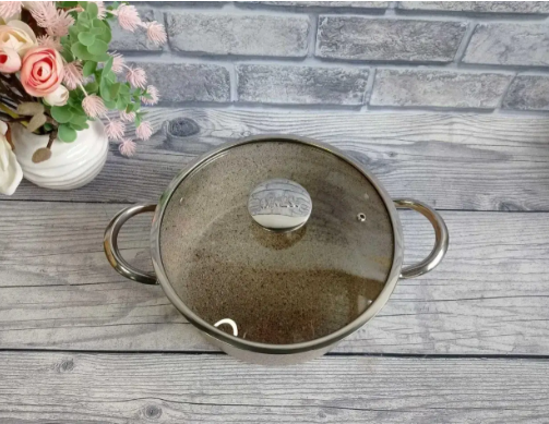 Каструля з кришкою OMS з антипригарним покриттям для газу і індукціі 5 л Бежевий (3116-5беж) - фото 3 Каструля з кришкою OMS з антипригарним покриттям для газу і індукціі 5 л Бежевий (3116-5беж) - фото 3