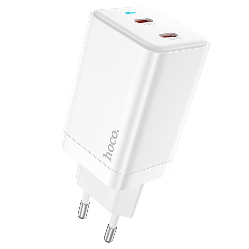 Сетевое зарядное устройство для ноутбука Hoco N23 GAN USB 2xType-C PD45W быстрая зарядка 3A EU (398765928572)