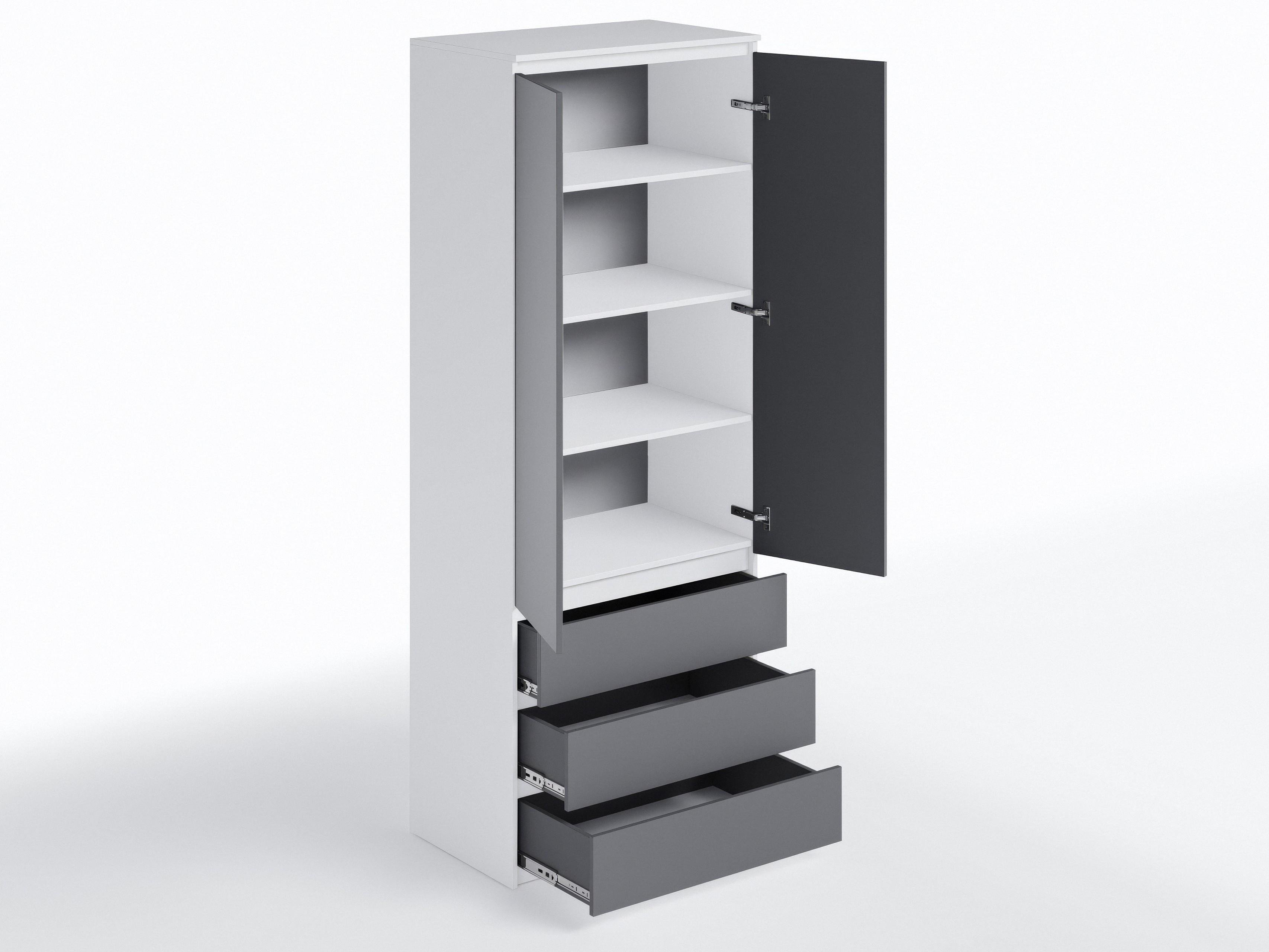 Шафа з полицями та шухлядами T-210 803х502х2117 мм Білий/Антрацит - фото 2 Шафа з полицями та шухлядами T-210 803х502х2117 мм Білий/Антрацит - фото 2