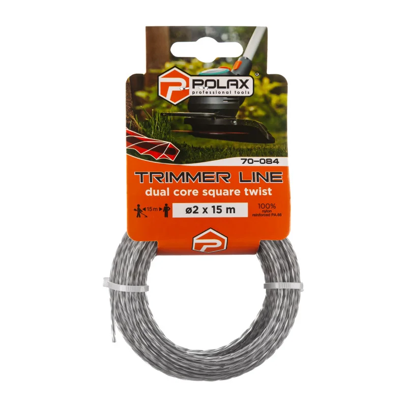 Жилка для триммера Polax "Крученый квадрат с кордом" 2 мм 15 м (70-084)