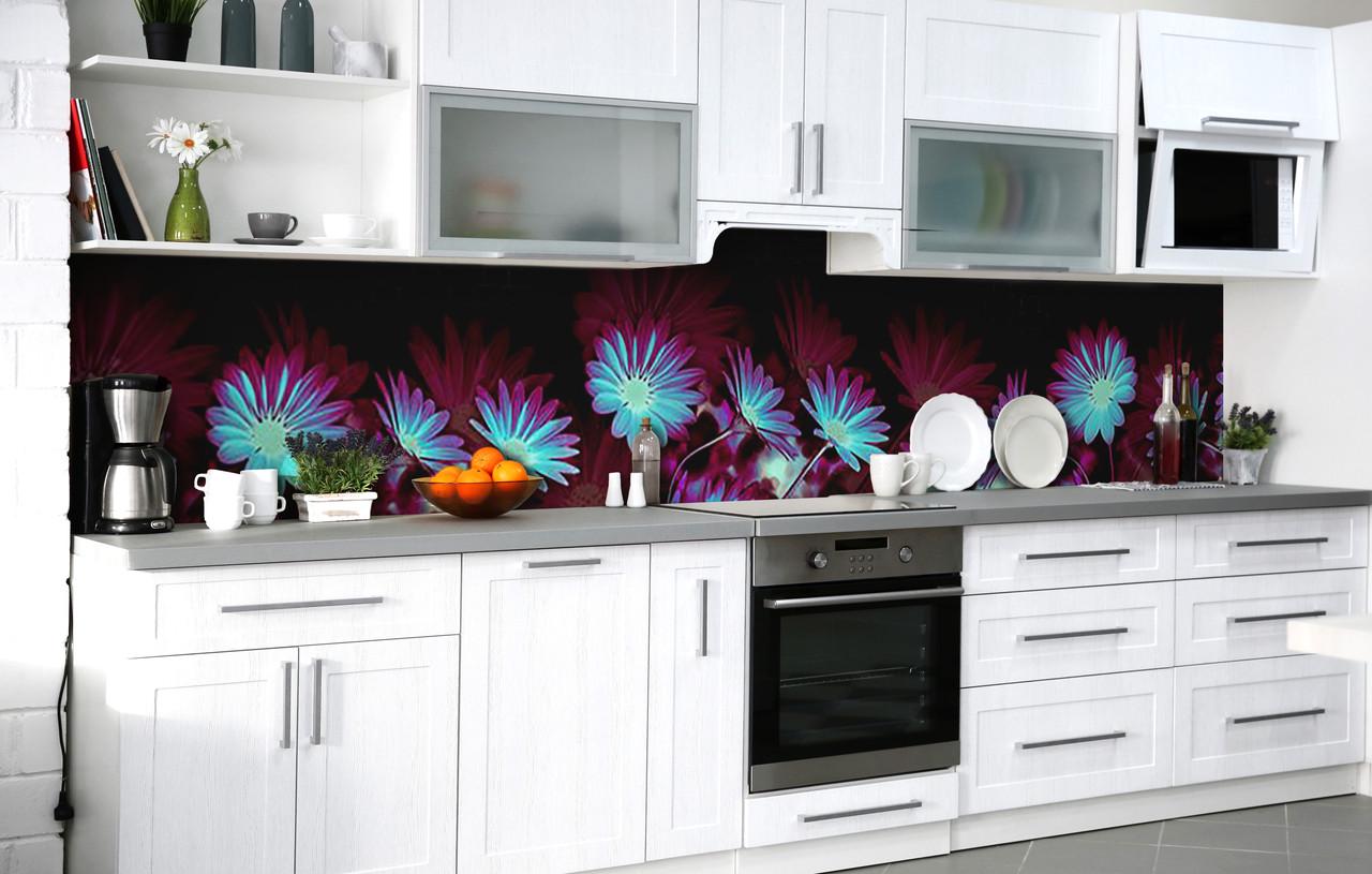 Кухонный фартук Неоновое мерцание/Герберы виниловый самоклеющийся 60х300 см Черный Кухонный фартук Неоновое мерцание/Герберы виниловый самоклеющийся 60х300 см Черный