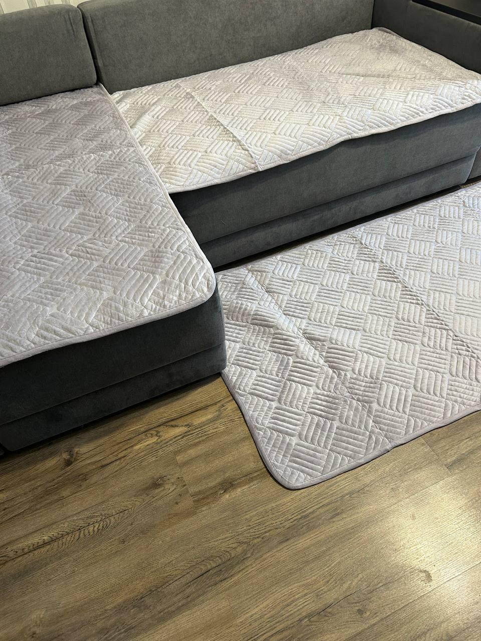 Дивандеки 1101-2 3в1 з пледом Шарпей велюровий євро Сірий (2133169281) - фото 3