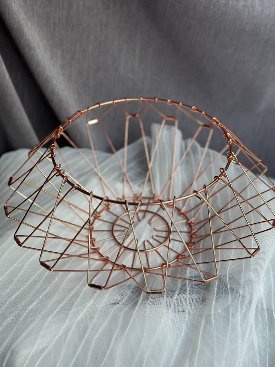 Фруктівниця-трансформер металева 36х5х10 см Рожеве золото - фото 5 Фруктівниця-трансформер металева 36х5х10 см Рожеве золото - фото 5