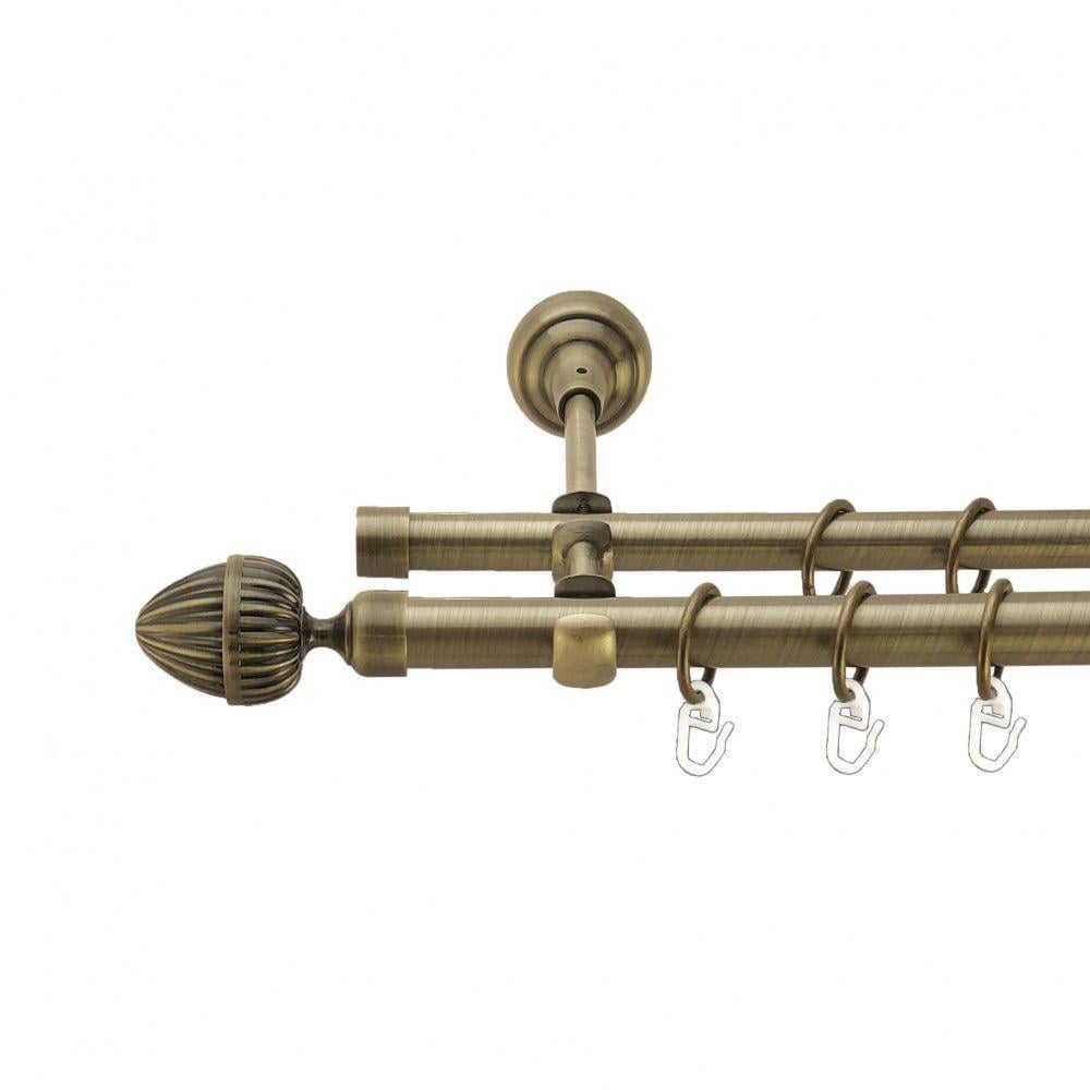 Карниз для штор Orvit Одеон двухрядный гладкий 19/16 мм 240 см Антик (4003855)