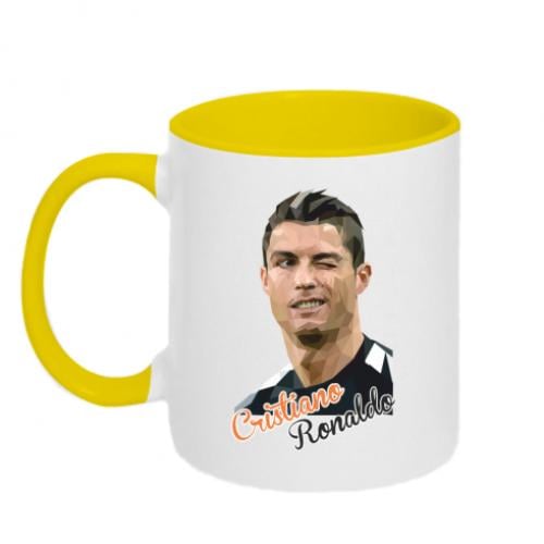 Чашка двухцветная Кристиано Роналдо 320 мл Бело-желтый (350529-34-43478) - фото 1 Чашка двухцветная Кристиано Роналдо 320 мл Бело-желтый (350529-34-43478) - фото 1