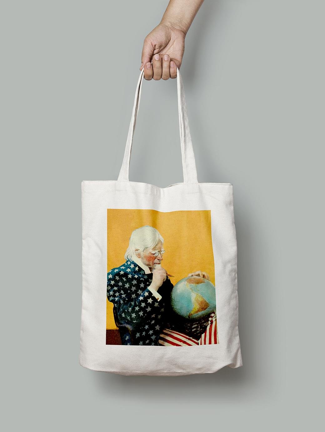 Эко-сумка Дядя Сэм созерцает земной шар шопер (FA08038_Bag)