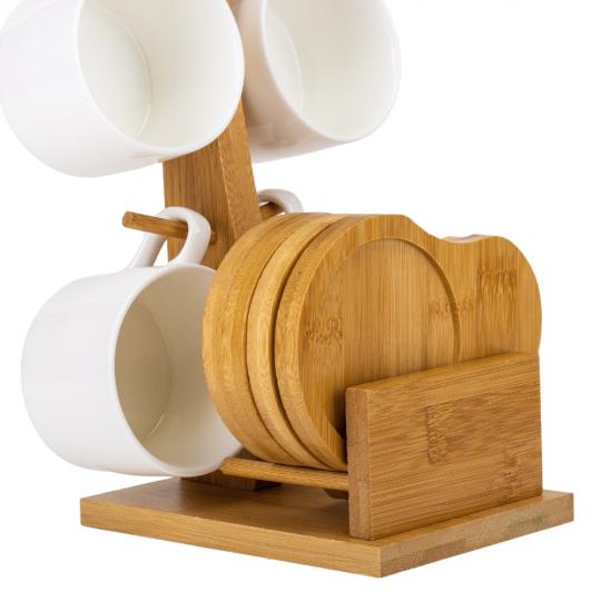 Набор керамических кружек Elisey Тандем с бамбуковой подставкой 140 мл 9 пр. Белый (135-81-9184-002) - фото 2 Набор керамических кружек Elisey Тандем с бамбуковой подставкой 140 мл 9 пр. Белый (135-81-9184-002) - фото 2