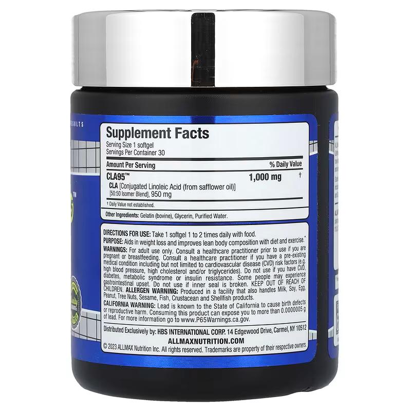 Конъюгированная линолевая кислота AllMax CLA95 30 мягких кап. - фото 2 Конъюгированная линолевая кислота AllMax CLA95 30 мягких кап. - фото 2