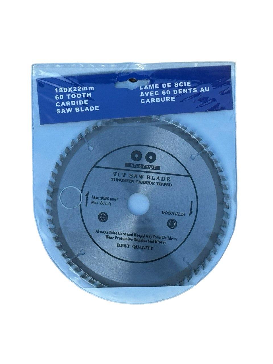 Диск пристальный по дереву Inter-Craft 180х22 мм 60 зубов