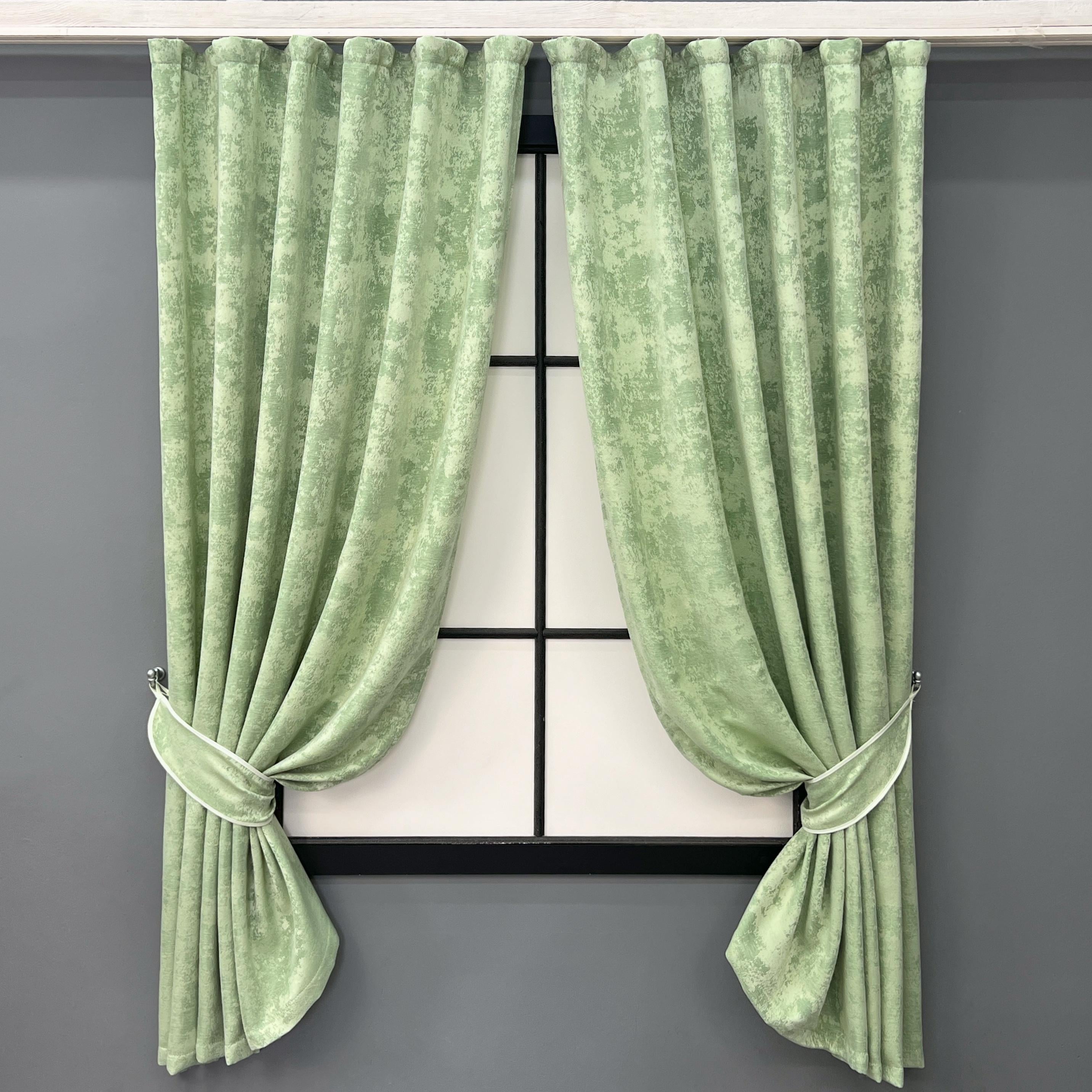 Комплект коротких штор VR-Textil Sultan XO №1147ш жаккард 130х170 см 2 шт. Светло-оливковый (35-0420)