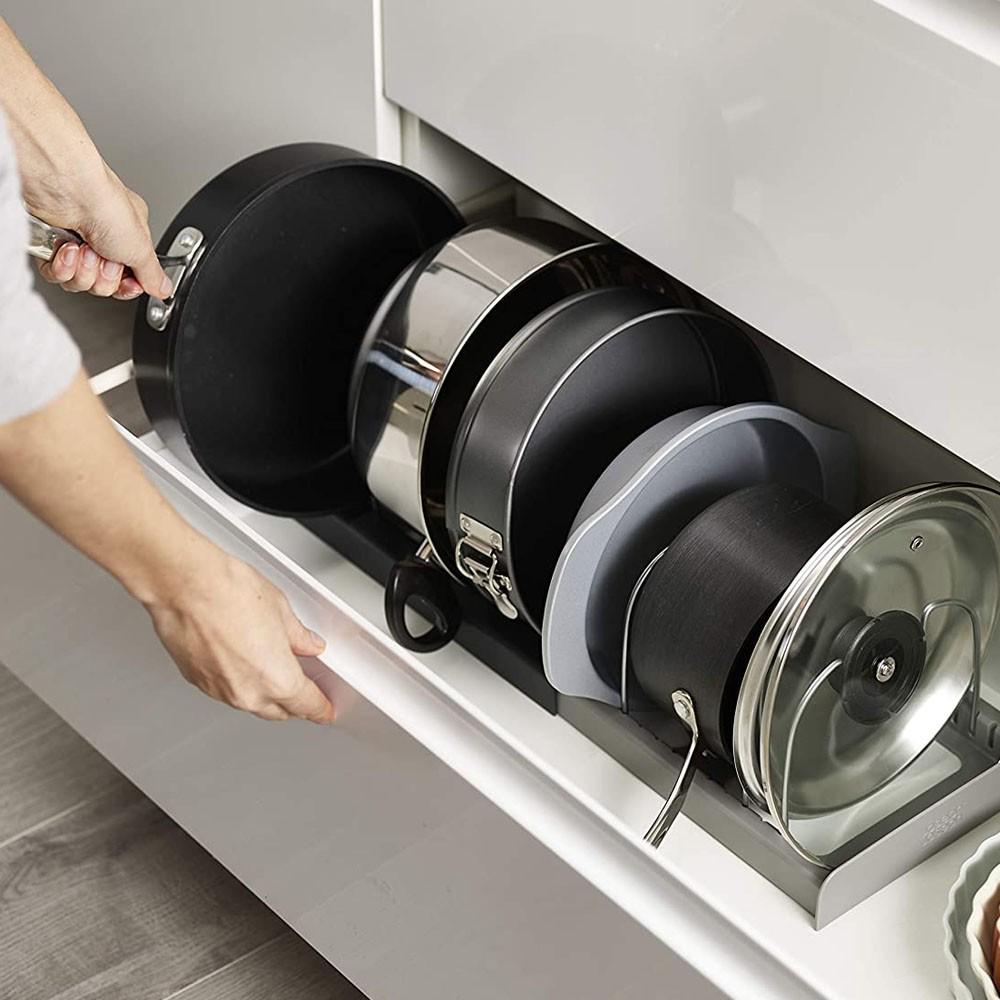 Органайзер розсувний ES-8765 для кришок і посуду з піддоном Grey (784780618) - фото 8 Органайзер розсувний ES-8765 для кришок і посуду з піддоном Grey (784780618) - фото 8