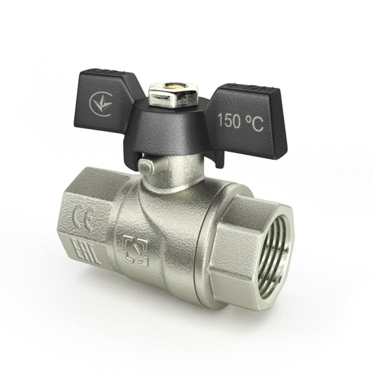 Кран шаровый Rafteс PN40 ВВ бабочка 1/2" Black (50227)