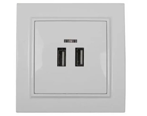 Розетка USB подвійна 2 порти 2 А Electro House Enzo Білий Розетка USB подвійна 2 порти 2 А Electro House Enzo Білий