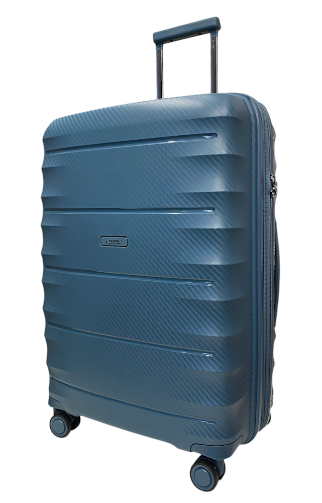 Чемодан Airtex 242B на 4 колесах полипропилен кодовый замок TSA с расширением объем 75 л Морская волна