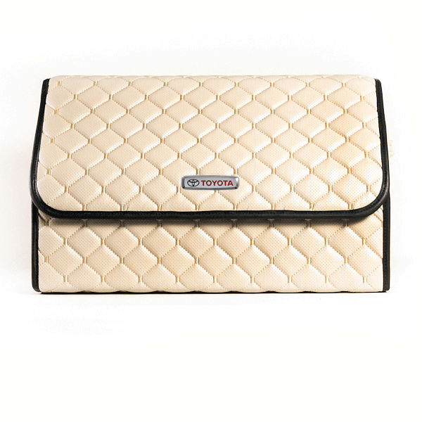 Сумка-органайзер с лого Toyota в багажник CarsBAG Экокожа 30x50x30 см Бежевый (acb-1036-6-30х50х30-10)