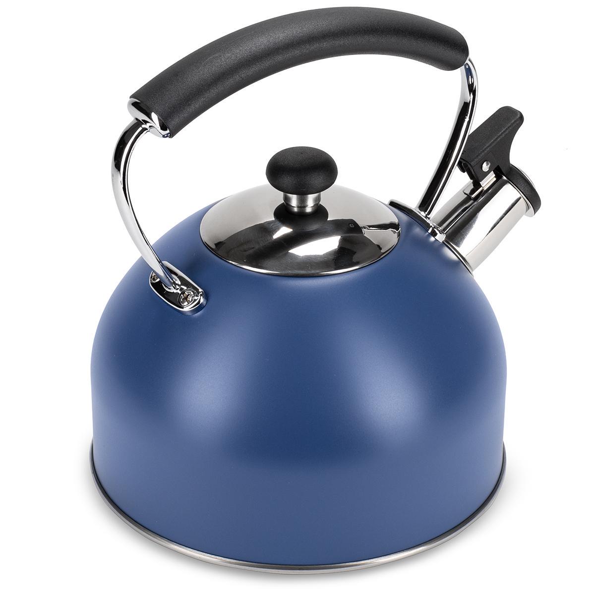 Чайник зі свистком та нейлоновою ручкою Ofenbach KM-100327 із нержавіючої сталі 2,2 л Синій (150-84-100327) - фото 5