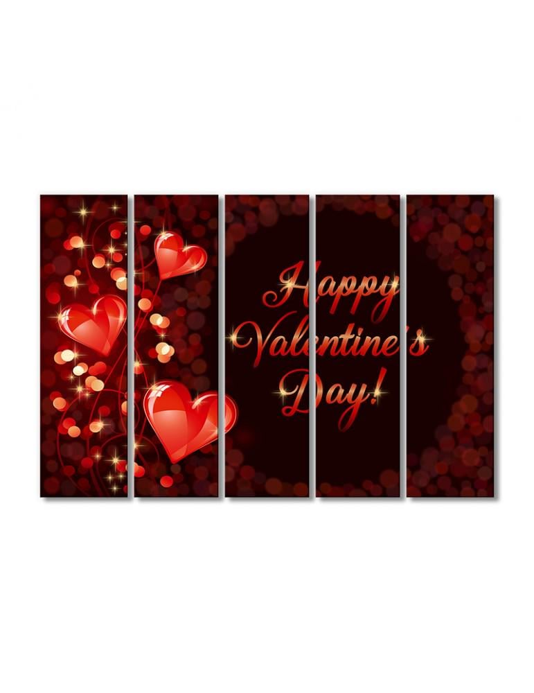 Картина модульная Поздравления с праздником влюбленных 5 модулей 80x120 см