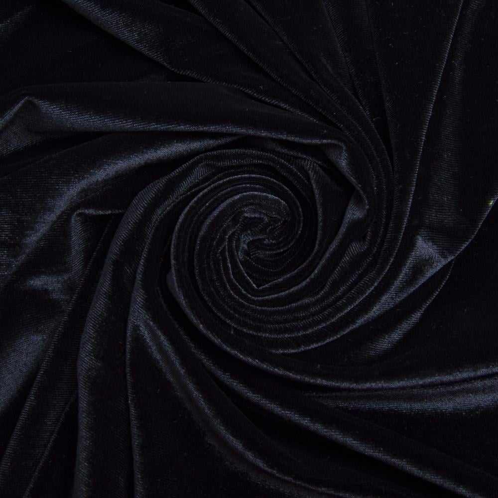 Тканина велюр однотонний V-1 Чорний (24205)