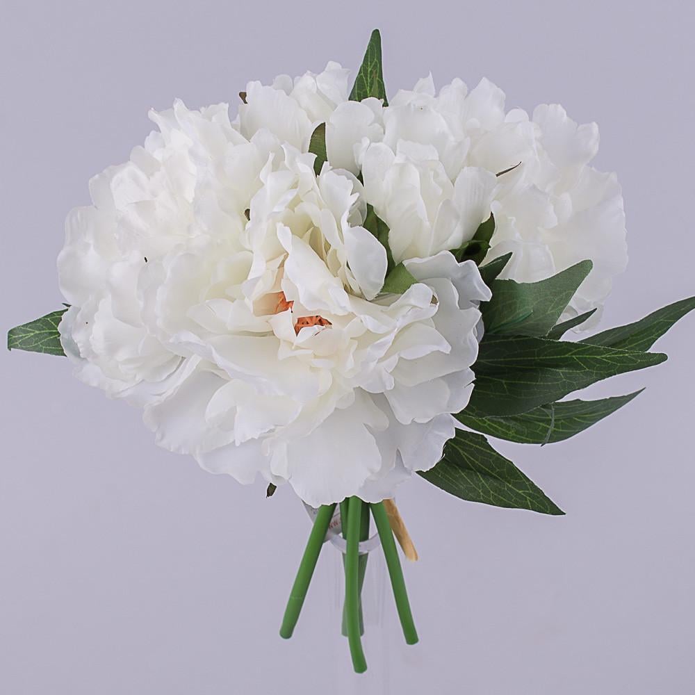 Искусственные цветы Букет пионы вязкой клео Молочный (2059-1)