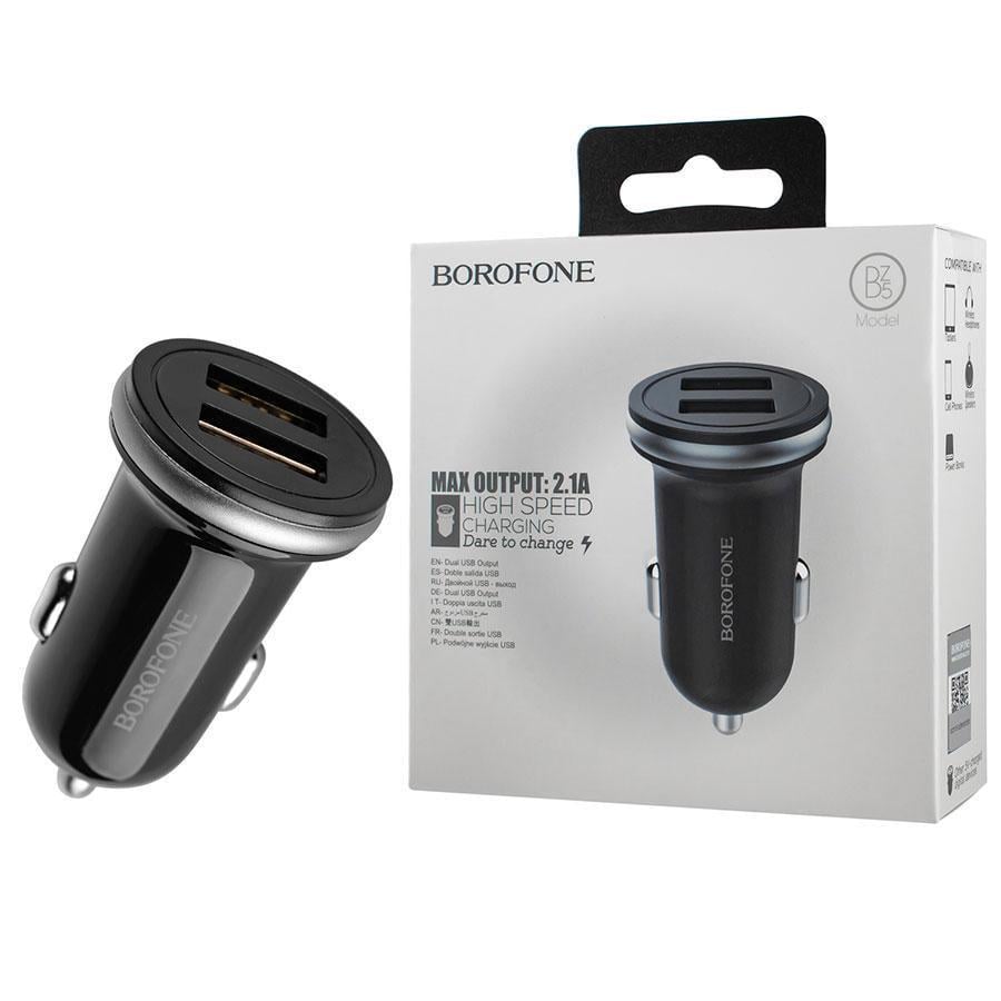 Зарядное устройство автомобильное Borofone BZ5 CarPal dual USB ports 2,1A Black (231698)