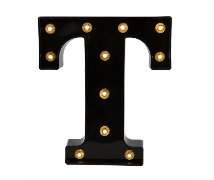 Літера з підсвіткою T об'ємна маленька 22x19 см Чорний (Ч1260) Літера з підсвіткою T об'ємна маленька 22x19 см Чорний (Ч1260)