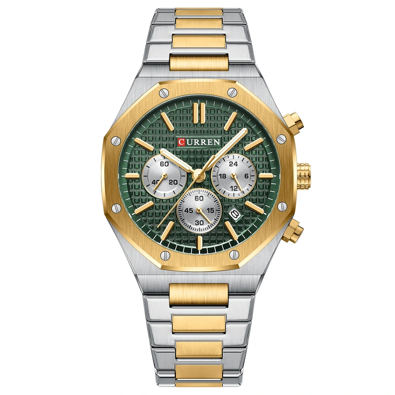 Наручний годинник Curren 8440 Silver/Gold/Green (31577899)