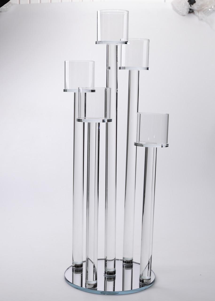 Свічник скляний на 5 свічок h 56,5 см (HP-4-16) - фото 4 Свічник скляний на 5 свічок h 56,5 см (HP-4-16) - фото 4