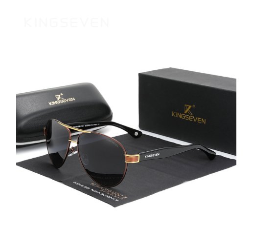 Солнцезащитные очки KINGSEVEN DESIGN Авиаторы с градиентными линзами Коричневый/Серый (N7777)