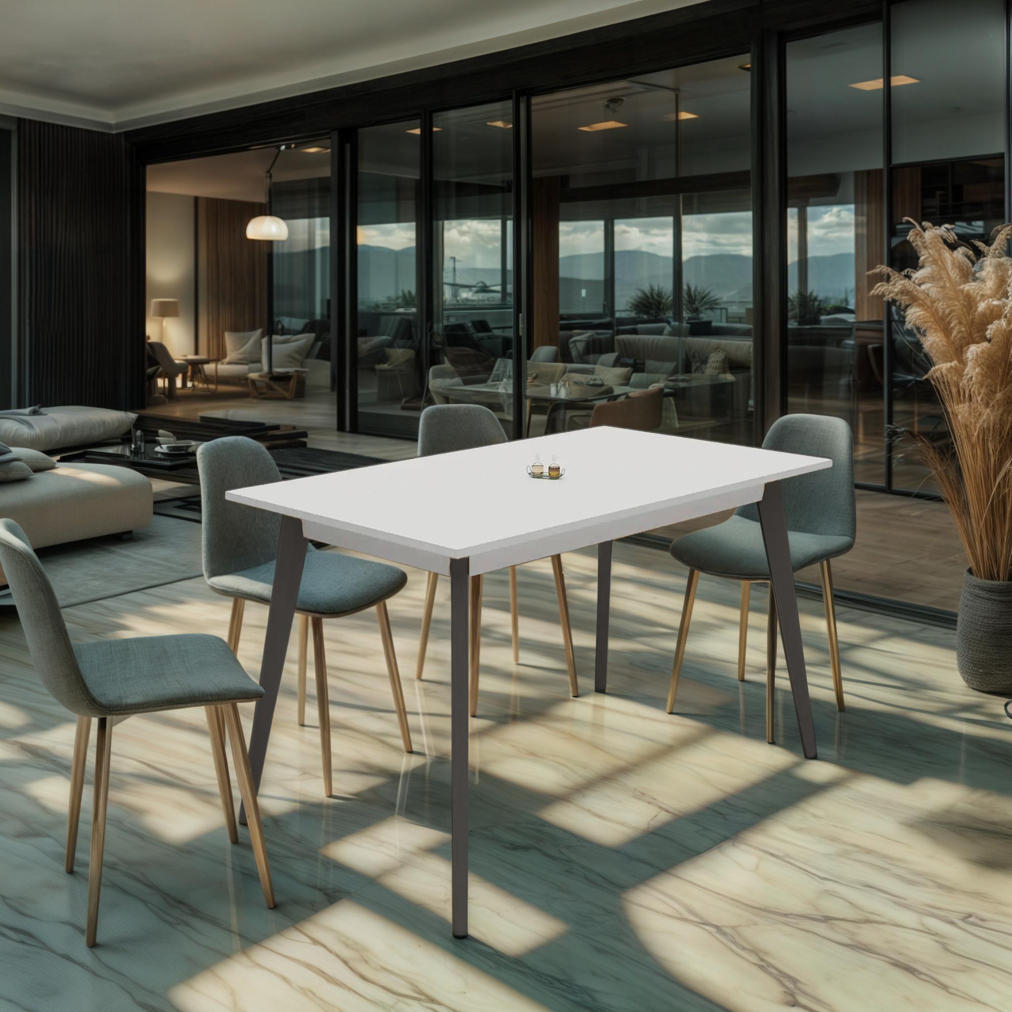 Стіл обідній Tobi Sho BON прямокутний для кухні/їдальні 1180х680х750 мм Білий/Сірий