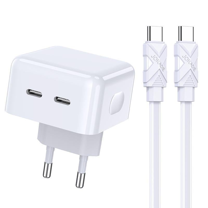 Мережевий зарядний пристрій Jokade JB040 2USB-C/40W та кабель Type-C-Type-C Білий (925170)