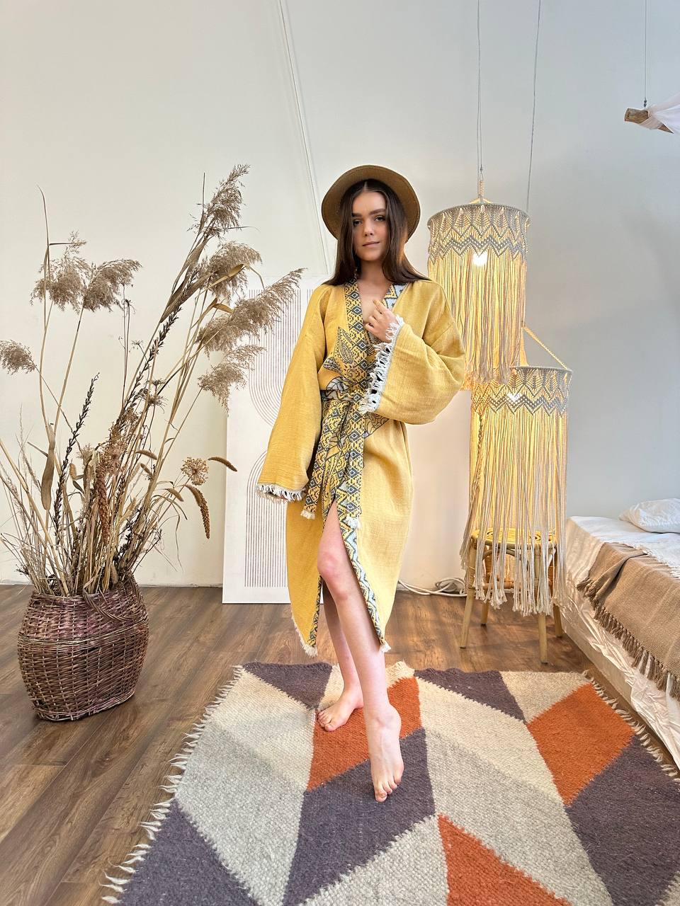 Халат-кимоно женский one size Желтый