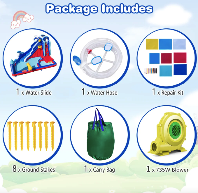 Надувной Аквапарк Costway Slide 6-в-1 с горкой для скалолазания (без вентилятора) - фото 4 Надувной Аквапарк Costway Slide 6-в-1 с горкой для скалолазания (без вентилятора) - фото 4