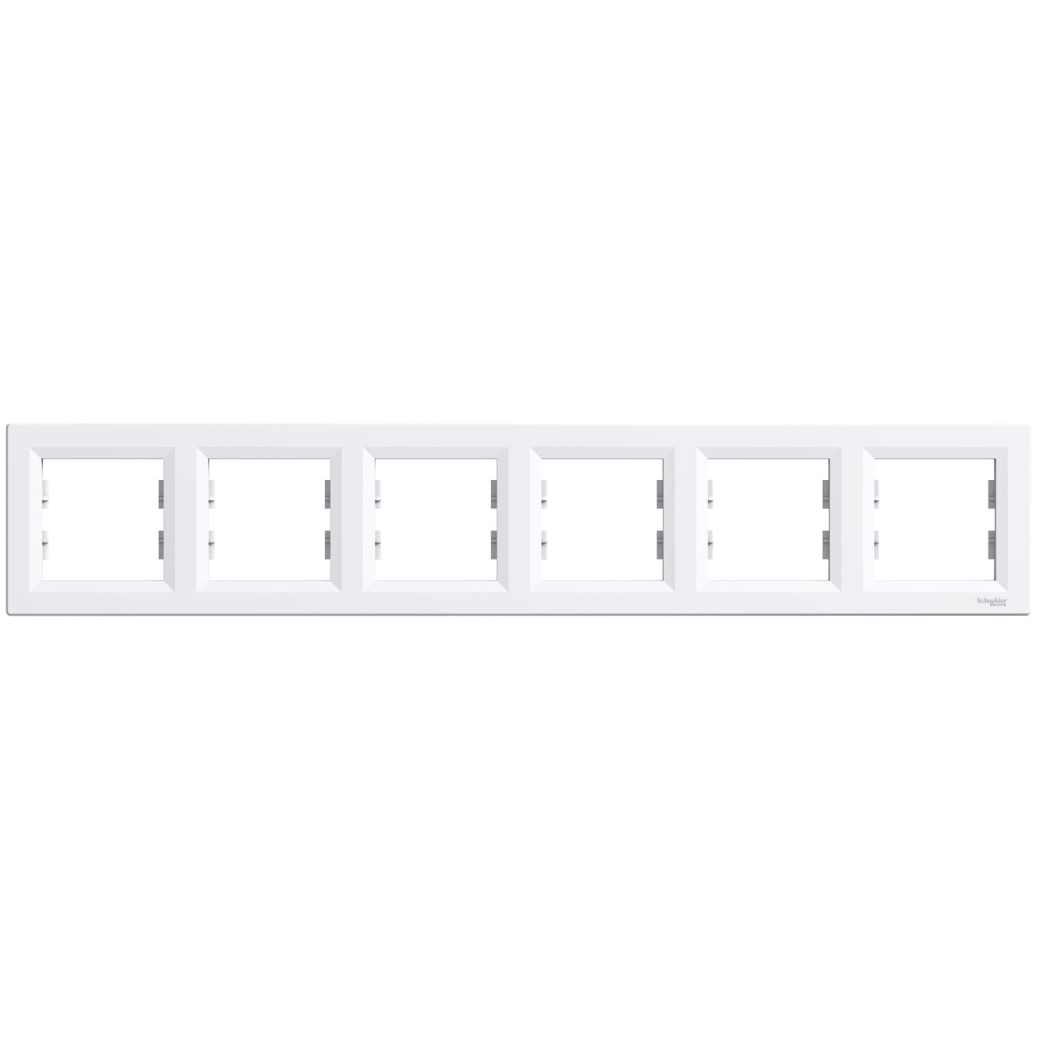 Рамка Schneider Electric Asfora шестиместная горизонтальная Белый (000005389) Рамка Schneider Electric Asfora шестиместная горизонтальная Белый (000005389)