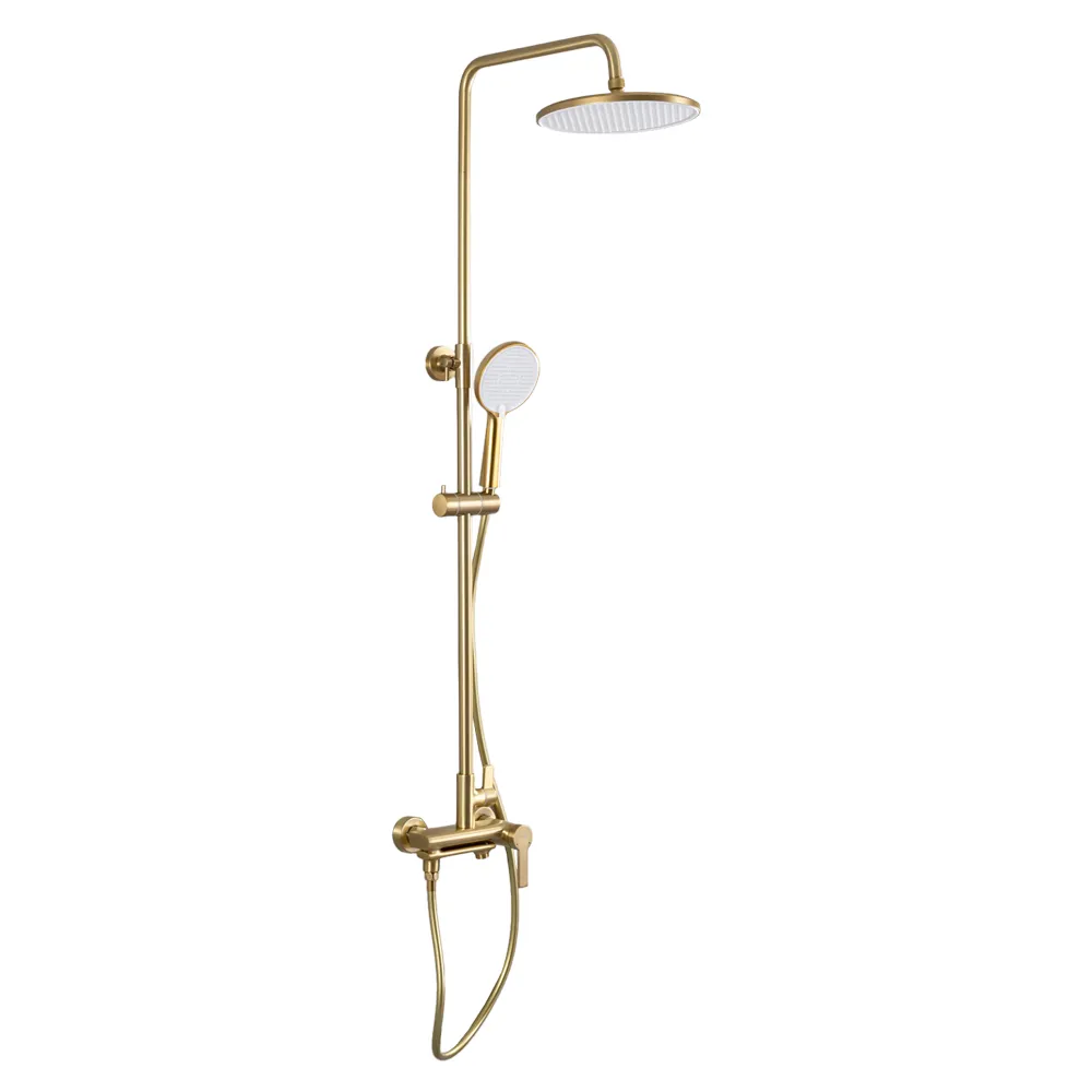 Душевая система с тропическим душем и поворотным изливом на ванну FRAP Золотой/Сатин (1047621)