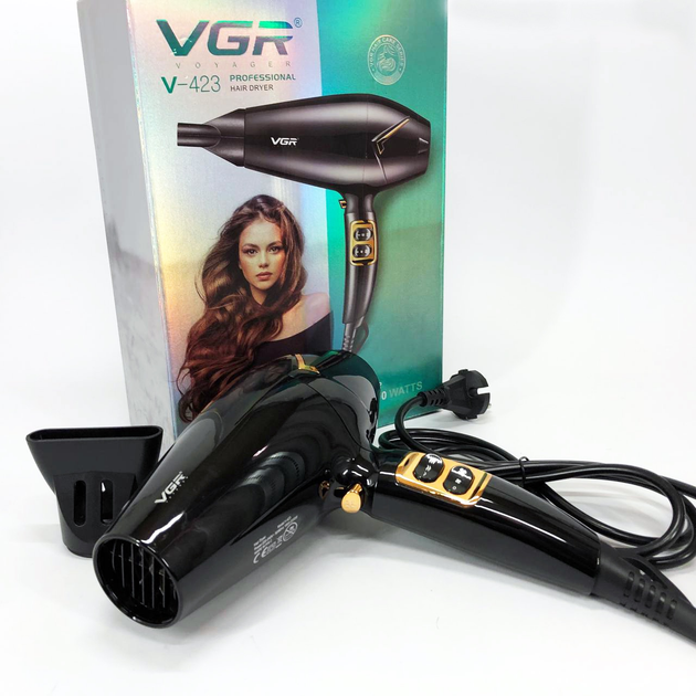 Фен для волосся VGR V-423 2200 Вт Чорний (ML-05074) - фото 4 Фен для волосся VGR V-423 2200 Вт Чорний (ML-05074) - фото 4