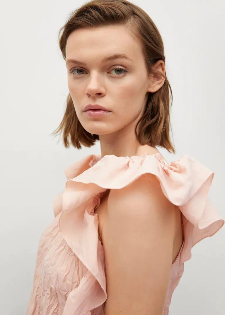 Блузка Mango с рюшами L Розовый (9829147) - фото 3 Блузка Mango с рюшами L Розовый (9829147) - фото 3